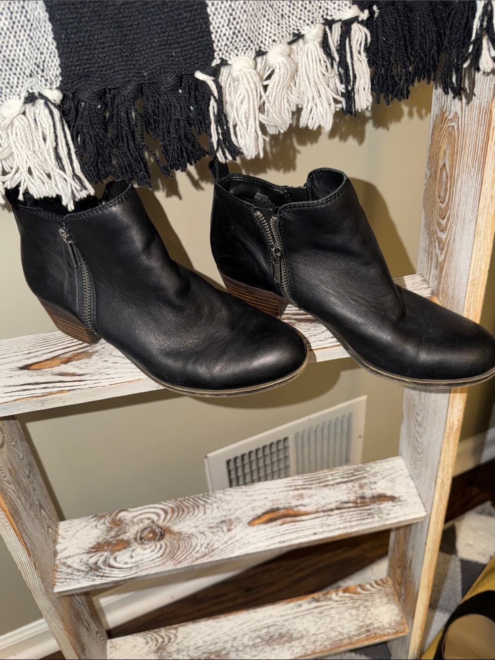 Lucky Brand Women's Black Soft Leather Ankle Booties with Side Zip